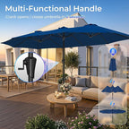 SUPERJARE 15FT Outdoor Umbrella for Patio, Double sided Pool Umbrellas with Fade Resistant Canopy, Large Table Umbrella for Deck, Market, Backyard - Navy Blue - Image 5