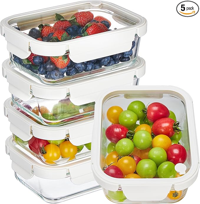 Vtopmart 5 Pack 35oz Glass Food Containers by Vtopmart