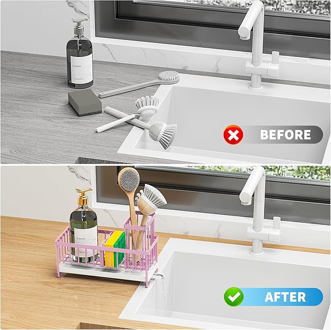 Cisily Sponge Holder for Kitchen Sink, Sink Caddy Organizer - Image 6