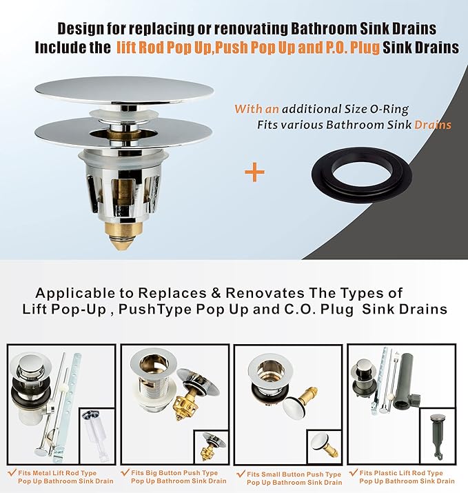 Artiwell Universal Bathroom Sink Drain Stopper, Fits Most Pop-Up Drains - Image 2