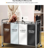 ROMOON Laundry Hamper Sorter Cart: 4-Section Organizer - Image 2