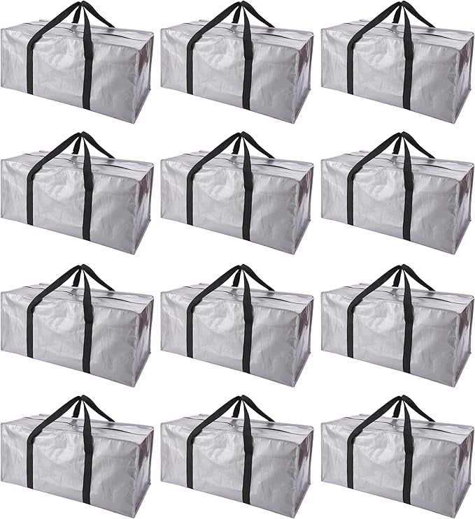 Extra Large Moving Bags with Zippers & Carrying Handles, Heavy-Duty Storage Tote by PANDA+JOYS