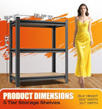 AOAORRG Garage Shelving Heavy Duty Storage Shelves, Metal Adjustable Shelving Unit, Utility Garage Organizer Shelf for Basement, Pantry, Kitchen, Warehouse, 33.5" Wx15.7 Dx35.4 H, Black - Image 3