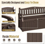 80-Gallon Outdoor Storage Bench, Waterproof Deck Box with Lockable Lid & Armrests for Patio, Garden, Pool, Brown - Image 6