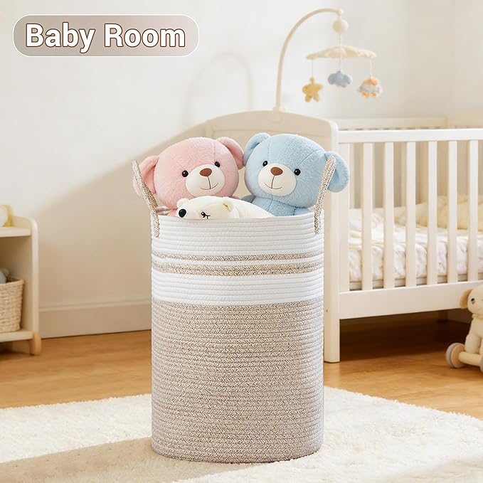 Tall Laundry Basket with Handles, 72L Portable Dirty Clothes Hamper, Boho - Image 4
