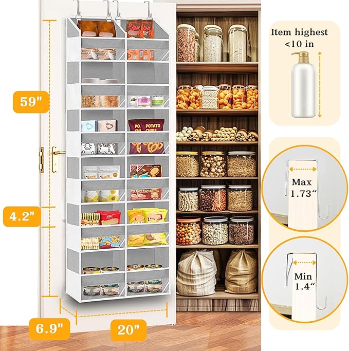 Over The Door Organizer 6 Tiers, Extra Large Behind Door Storage of 12 - Image 3