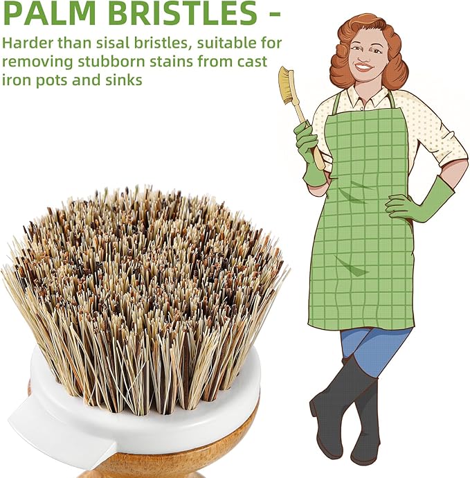 SUBEKYU Dish Brush, Bamboo Dish Scrubber Brush Set - Image 2