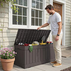 Devoko 78 Gallon Deck Box, Waterproof Resin Outdoor Storage Box for Outside and Patio, Outdoor Storage Bench Lockable for Patio Furniture, Garden Tools and Pool Supplies (Brown, 78 Gallon) - Image 6