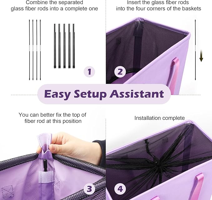 Odonata Slim Laundry Hamper Handles Collapsible Laundry Basket Thin Dirty - Image 3