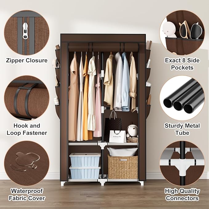 Portable Closet for Hanging Clothes, Portable Wardrobe Closet - Image 4