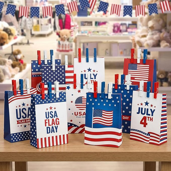 Weysat 240 Pcs 4th of July Colored Clothes Pins 2.9" Wooden Patriotic - Image 5