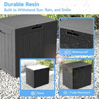 EasyUp 36 Gallon Outdoor Storage Box Waterproof, Resin Outdoor Deck Box, Deck Boxes for Garden Tools Equipment and Cushions (Black) - Image 6