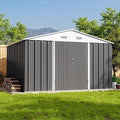 Patiowell 10 x 8 FT Outdoor Storage Shed, Large Garden Tool Metal Shed with Sloping Roof and Double Lockable Door, Outdoor Shed for Backyard Garden Patio Lawn,Grey by Patiowell