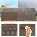 120 Gallon Resin Deck Box, Lockable Patio Outdoor Storage Box for Furniture, Garden Tools and Tools Storage, Waterproof Outside Storage Boxes - Grey - Image 4