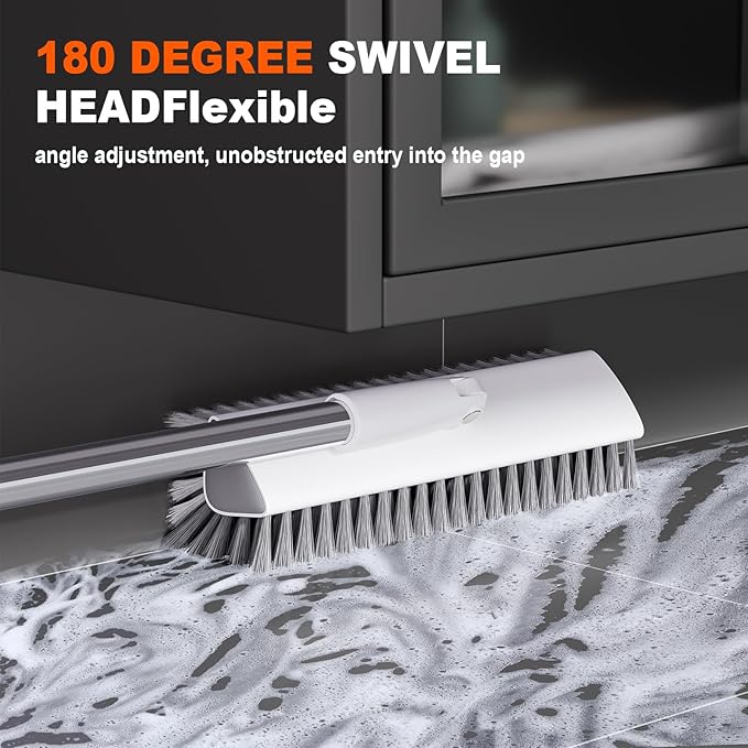 Grout Brush with Long Handle, Heavy-Duty Tile and Shower Floor Scrub Brush Stiff - Image 4