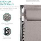 Best Choice Products Folding Zero Gravity Outdoor Recliner Patio Lounge Chair w/Adjustable Canopy Shade, Headrest, Side Accessory Tray, Textilene Mesh - Ice Gray - Image 6