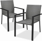 Best Choice Products Set of 2 Stackable Outdoor Wicker Dining Chairs All-Weather Firepit Armchair w/Armrests, Steel Frame for Patio, Deck, Garden, Yard - Gray by BestChoiceProducts
