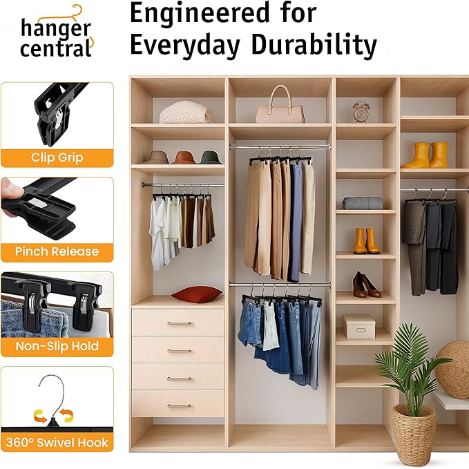 Hanger Central 12 Pack Pants Hangers – 12 Inch Slim Plastic Clothes Hangers - Image 5