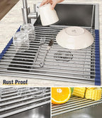Tomorotec 17.7" x 15.5" Roll Up Dish Drying Rack Over Sink Drying Rack Sink - Image 2
