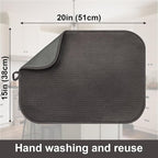 Dark Gray Dish Drying Mats 20" x 15", XL Kitchen Drying Mat - Image 3