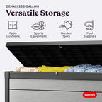 Keter Denali 200 Gallon Resin Large Deck Box with Double Wall 20mm Panels - Paintable and Drillable-Organization and Storage for Patio Furniture and Outdoor Items, Grey & Black - Image 4