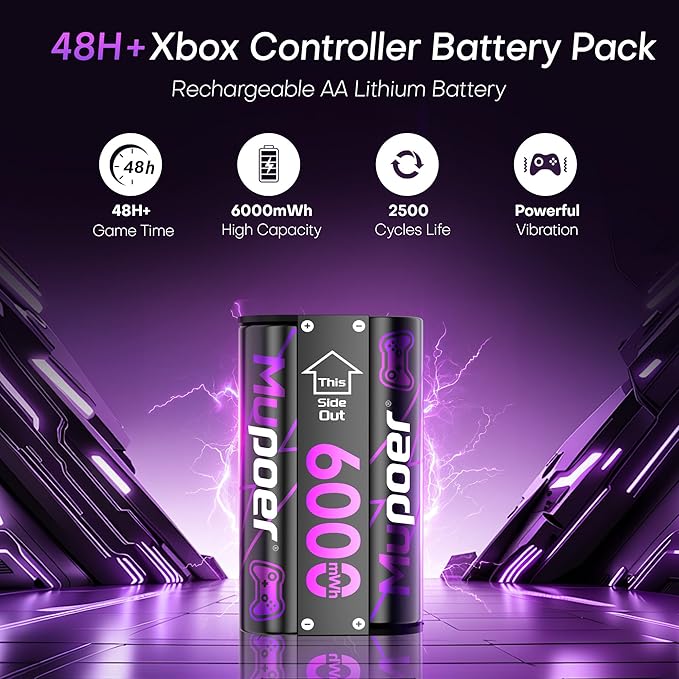 Rechargeable AA Batteries Lithium 8x3000mWh, Xbox Controller Battery Pack - Image 5