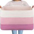 OIAHOMY Extra Large Blanket Basket, 95L Cotton Rope Woven Laundry Basket by MasterofSpaceOptimization