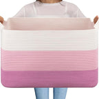 OIAHOMY Extra Large Blanket Basket, 95L Cotton Rope Woven Laundry Basket by MasterofSpaceOptimization