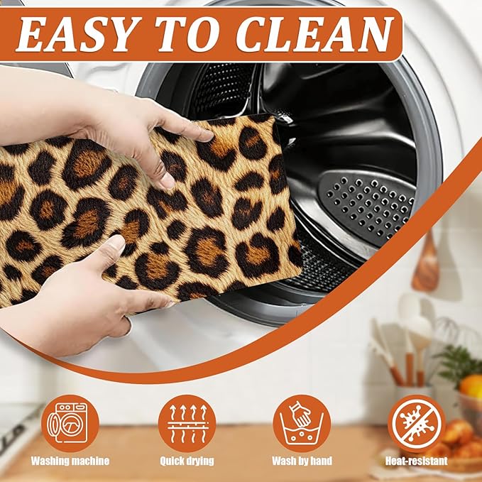 Animal Leopard Dish Drying Mat for Kitchen Counter Microfiber Absorbent Dish - Image 4