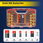 Ontel Battery Organizer with Tester | Stores 180 Batteries | Clear Locking Lid - Image 2