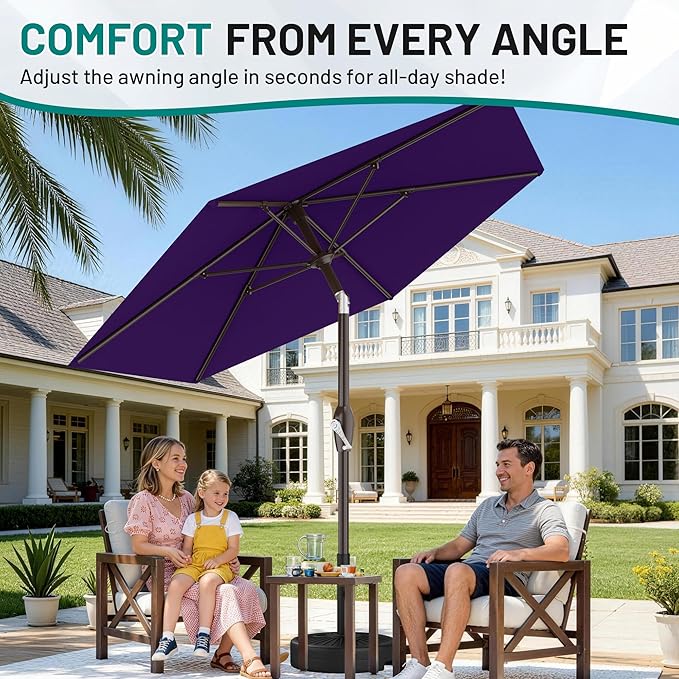 AreShark 7.5FT Patio Umbrella Table Market Umbrella with 6 Sturdy Ribs, Button Tilt/Crank, Heavy-Duty Outdoor Umbrellas for Pool, Deck, Garden and Backyard, Purple - Image 5