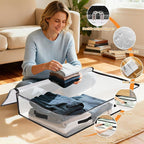 6 Pack Under Bed Storage Bags, 75L Foldable Clear Storage Containers - Image 3