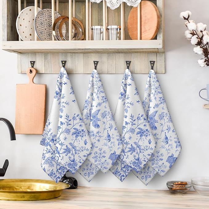 Chinoiserie Floral Kitchen Dish Towels 16x24 Inch, Chinoiserie Decor - Image 6