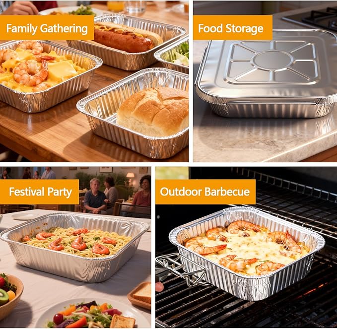 8x8 Thickened Aluminum Foil Pans, Food Prep, Steam Table, and Party Catering. - Image 6