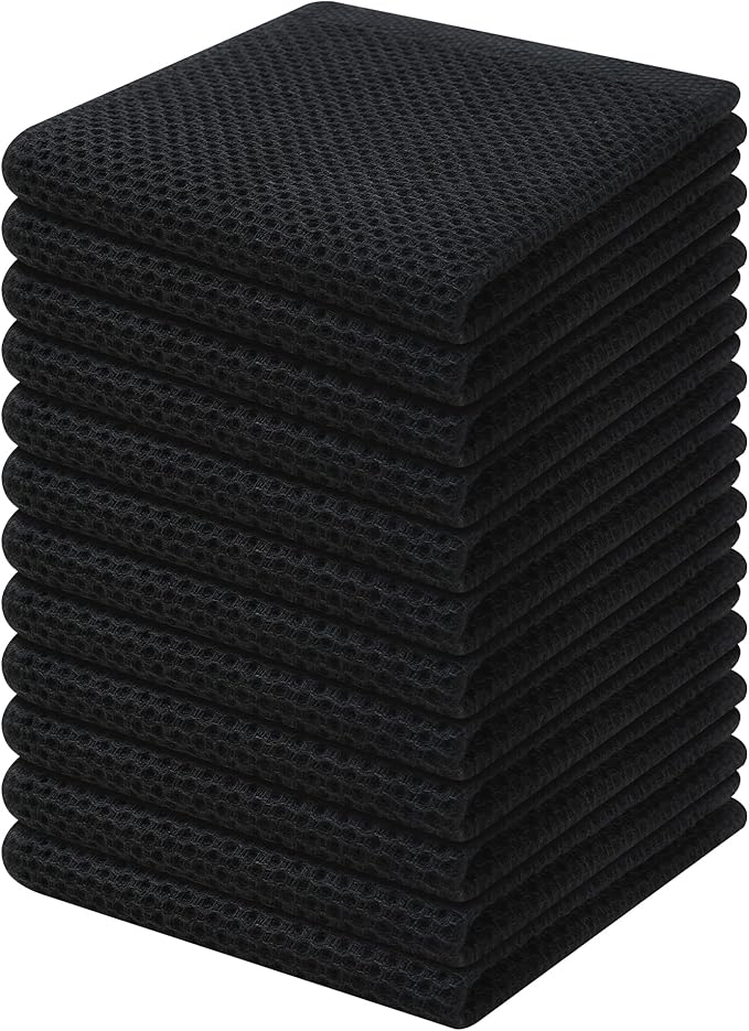 Kitinjoy 100% Cotton Kitchen Dish Cloths, 12 Pack Waffle Weave Ultra Soft by Kitinjoy