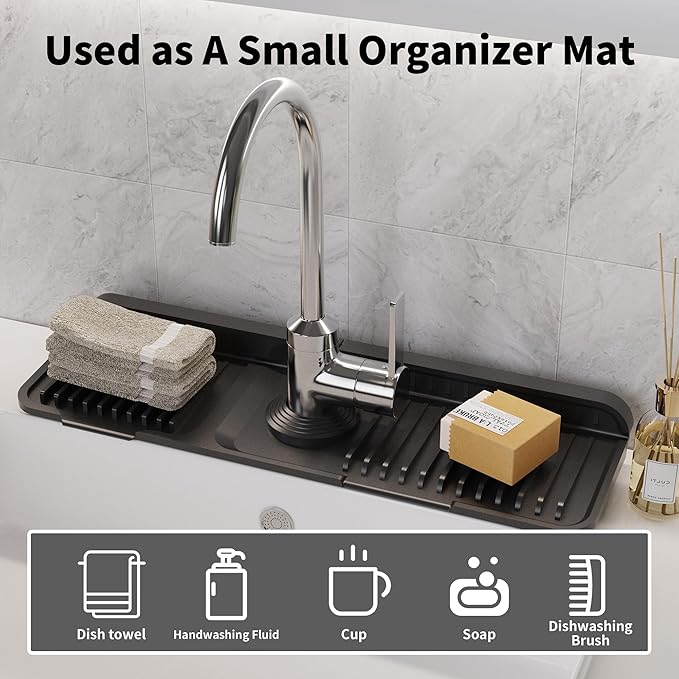 WAFT YEARN 17X5 Inch Silicone Durable Faucet Mat Kitchen Sink Splash Guard - Image 5