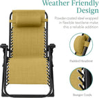 Best Choice Products Oversized Zero Gravity Chair, Folding Outdoor Patio Recliner, XL Anti Gravity Lounger w/Removable Cushion, Cup Holder, Side Tray, 350lb Capacity - Sunflower Yellow - Image 4