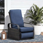 Art to Real Outdoor Wicker Recliner Chair with 5.5'' Cushions, Automatic Adjustable Patio Lounge Chairs, Aluminum Frame Reclining Chair for Lawn Backyard Porch Poolside Deck(Navy Blue) - Image 2
