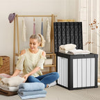 DRATO 51 Gallon Deck Boxes Resin Outdoor Storage Box UV Resistant Outside Deck Box with Lockable Lid for Patio Furniture（Black and White，51 Gallon） - Image 3