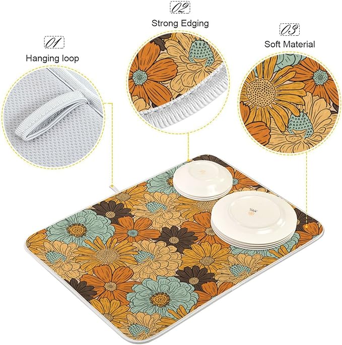 Super Absorbent Dish Drying Mat, Microfiber Fast-Drying Dish Mat, Kitchen Dish - Image 4