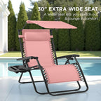 Best Choice Products 30” Wide Folding Zero Gravity Outdoor Recliner Patio Lounge Chair w/Adjustable Canopy Shade, Headrest, Side Accessory Tray - Pink - Image 3