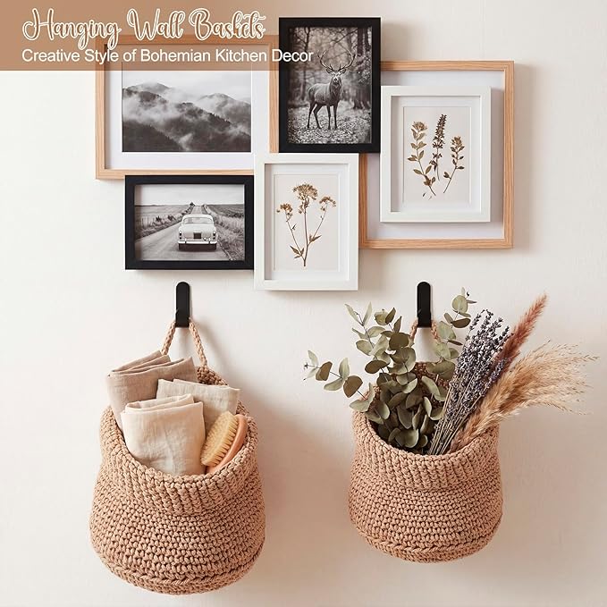 Honeydak Boho Decor Hanging Wall Baskets - Image 6
