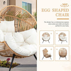 Vongrasig Wicker Egg Chair PE Rattan Chair with Cushion, Oversized Patio Lounge Chair for Outdoor, Indoor, Balcony, Backyard, Garden, Living Room, Beige - Image 7