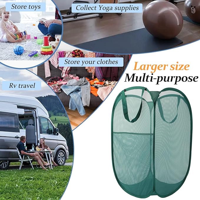 Upgraded 100L Extra Large Collapsible Laundry Baskets, 2 Pack XL Mesh Pop Up - Image 4