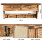 Emfogo Coat Hooks Mounted, Rustic Wood Coat Rack Mount Shelf - Image 6