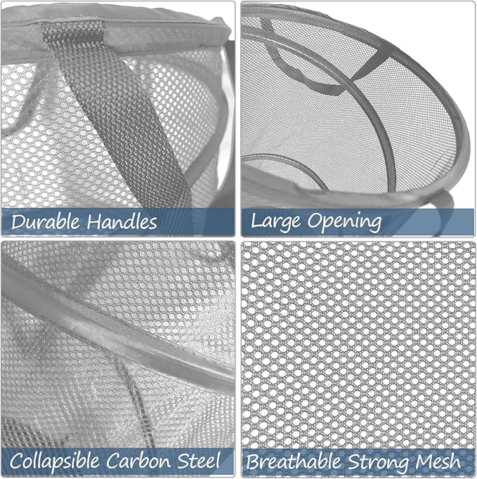 BATTOO Collapsible Laundry Baskets, Foldable Mesh Pop Up Hamper, Portable - Image 5