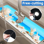 Tropical Beach Seashells Kitchen Sink Splash Guard Absorbent Fast Drying Mat - Image 7