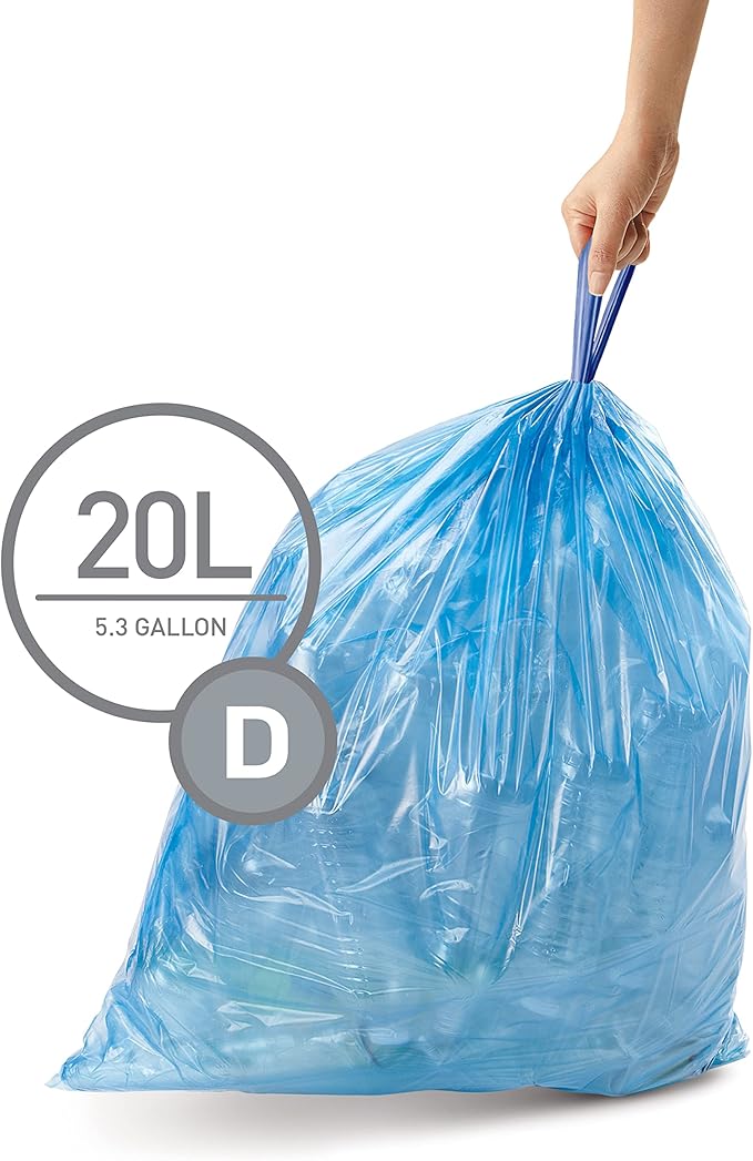 simplehuman Code D 60 Count, Genuine Custom Fit Liners, Drawstring Trash Bags - Image 2