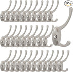 IBosins 32 Pack Silver Coat Hooks Wall Mounted by IBosins