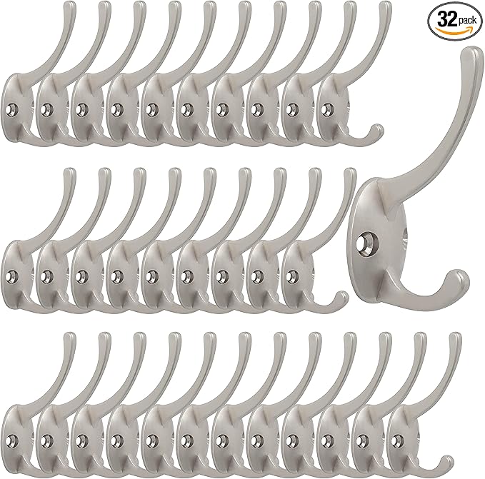 IBosins 32 Pack Silver Coat Hooks Wall Mounted by IBosins